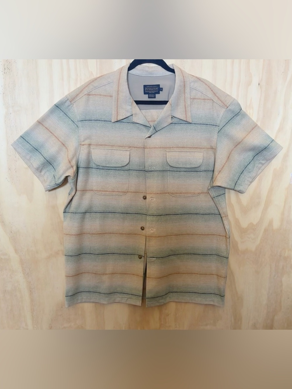 VTG Pendleton XL Button Shirt 100% Virgil Wool Earthy Tones Striped Outdoor EUC